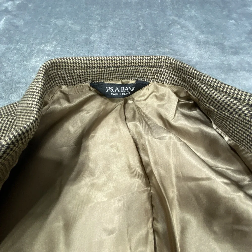 Jos A Bank Blazer Men's 40S Brown Jacket Sport Coat Houndstooth‎ 100% Wool Suit
